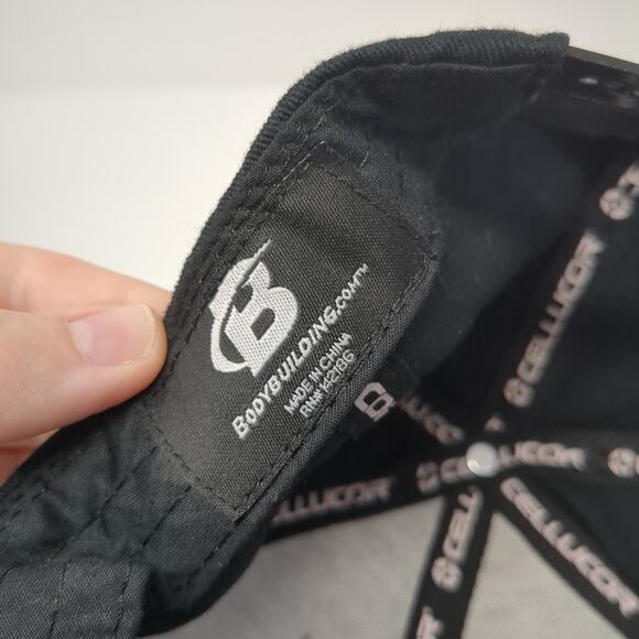 Bodybuilding Snapback Cap Black One Size Adjustable Embroidered Vented Holes - Picture 9 of 9